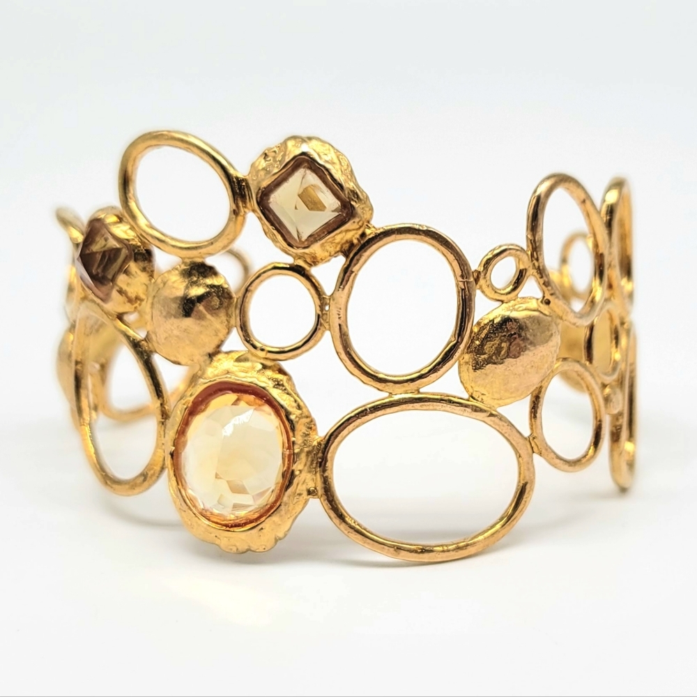 Alexis Bittar Genuine Citrine and 14k Gold Plated Sterling Silver Cuff Bracelet